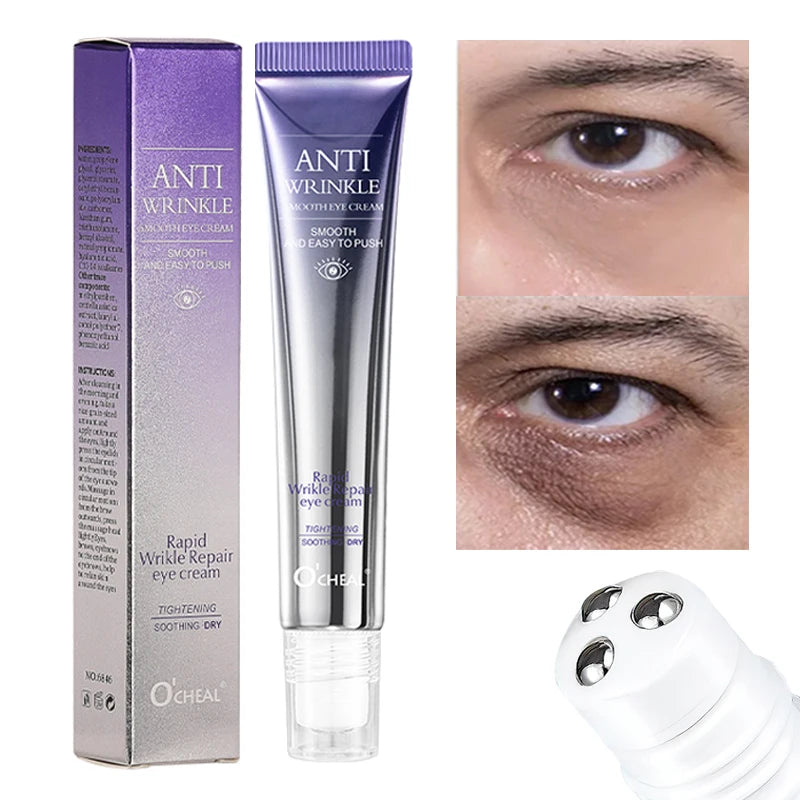 O'CHEAL Anti Wrinkle Anti Dark Circle Eye Cream Roller Massager Moisturizing Eye Bags Anti Aging Hyaluronic Acid Eye Skin Care